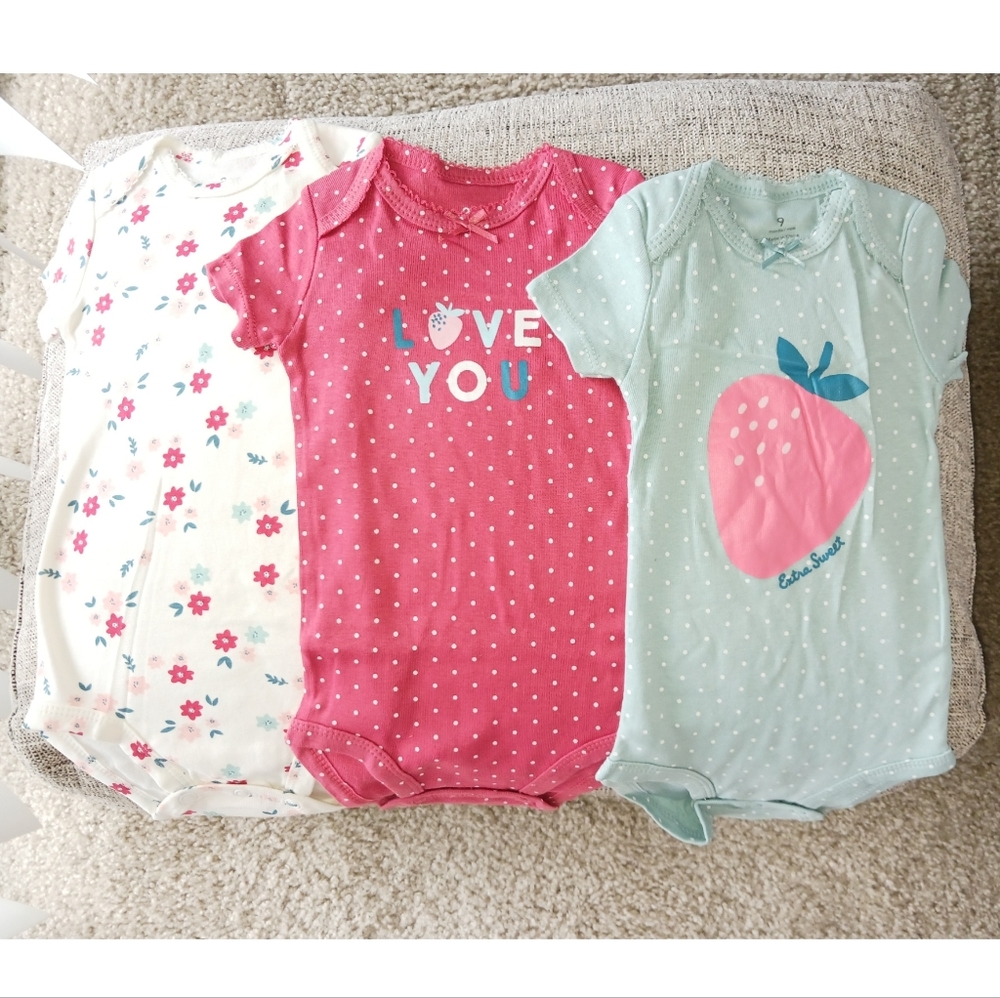 Baby Girl 3 Pack Matching Onesie Set